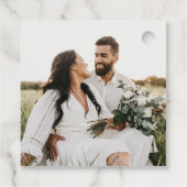 モダン&お洒落タイポグラフィカップルのシャワー フェイバータグ (裏面)