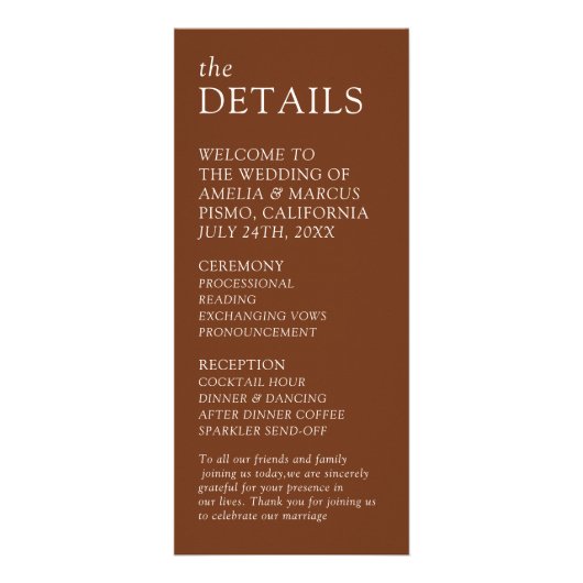 モダン&お洒落タイポグラフィ結婚式 プログラム (正面)