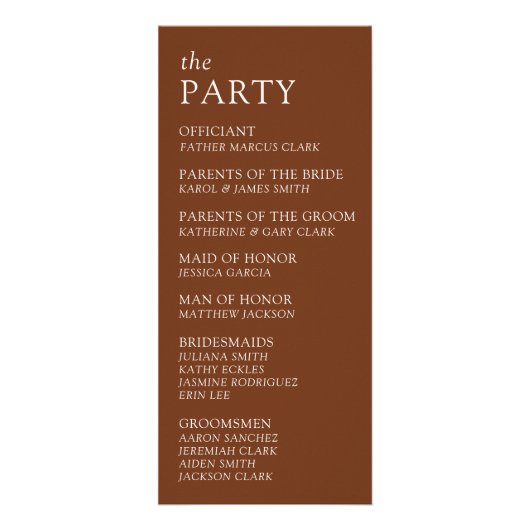 モダン&お洒落タイポグラフィ結婚式 プログラム (裏面)