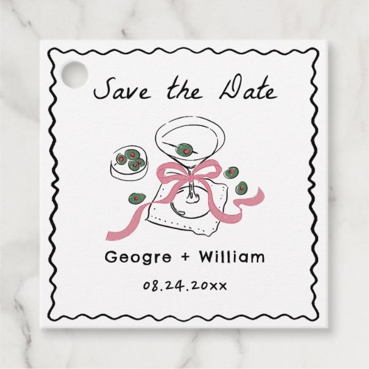 モダン&お洒落マルティーニ手描き結婚の フェイバータグ (正面)