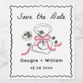 モダン&お洒落マルティーニ手描き結婚の ワインラベル (シングルラベル)