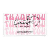 モダン お買い上げありがとう レトロ ピンク 送料ラベル ラベル (正面)