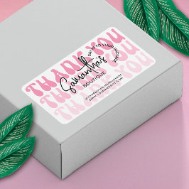 モダン お買い上げありがとう レトロ ピンク 送料ラベル ラベル