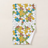 モダン,からし黄色,ティール(緑がかった色),緑,白 バスタオルセット (ハンドタオル)