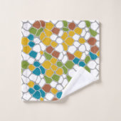 モダン,からし黄色,ティール(緑がかった色),緑,白 バスタオルセット (ウォッシュタオル)