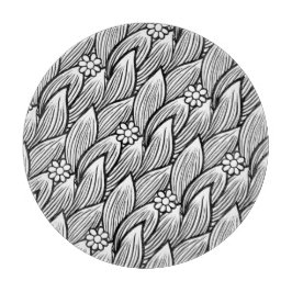 モダン&かわいい白黒ヒッピーデイジーフローラ カッティングボード