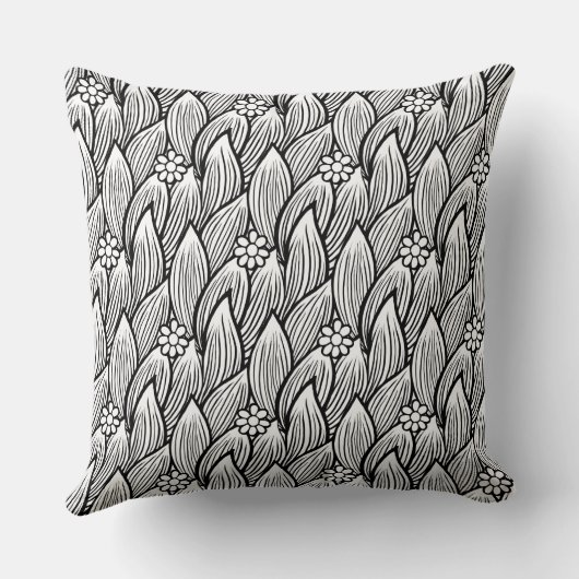 モダン&かわいい白黒ヒッピーデイジーフローラ クッション (裏面)