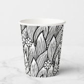 モダン&かわいい白黒ヒッピーデイジーフローラ 紙コップ (裏面)