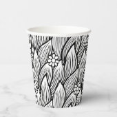 モダン&かわいい白黒ヒッピーデイジーフローラ 紙コップ (右)