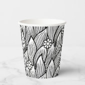 モダン&かわいい白黒ヒッピーデイジーフローラ 紙コップ (正面)