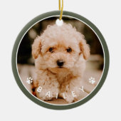 モダン かわいい肉球 ファミリー ペット フォト セラミックオーナメント (正面)