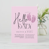 モダン&かわいい足グリッターベビーガールシャワー 招待状 (スタンド正面)