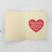 モダン かわいい黄色 テディベア ハート フォトフレーム カード (内部)