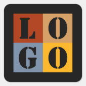 モダン かわいい オーダーメイド ギフト ブラック シンプル スクエアシール (正面)