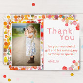 モダン かわいい カラフルな水玉 子供の写真 誕生日 サンキューカード