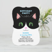 モダン かわいい タキシード 猫の少年 誕生日 招待状 (スタンド正面)