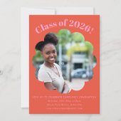 モダン かわいい ピンク オレンジ 卒業パーティー フォト 招待状 (正面)