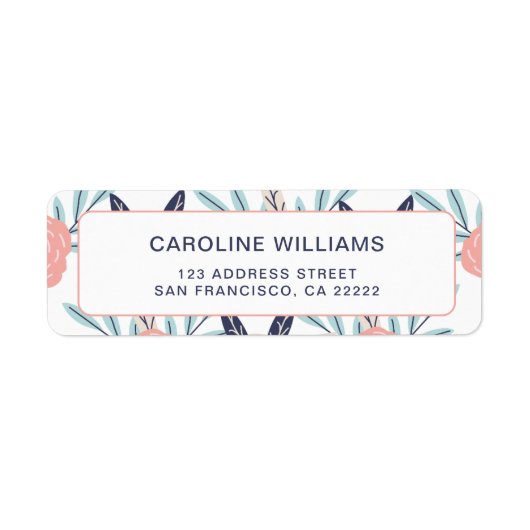 モダン かわいい フラワー フラワーズ 返送先 ラベル (正面)