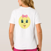 モダン かわいい 幸せな 太陽 の 顔 リボン Tシャツ (裏面)
