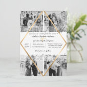 モダン かわいい 引用 ゴールド ホワイト フレーム フォト ウェディング 招待状 (スタンド正面)