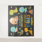 モダン かわいい 恐竜 ジュラシック 子供の誕生日パーティー タペストリー (正面)