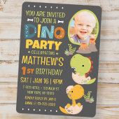 モダン かわいい 恐竜 ディノ 子供の誕生日パーティー 招待状