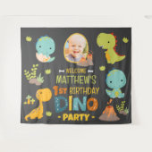 モダン かわいい 恐竜 子供の誕生日パーティー タペストリー (正面(横))