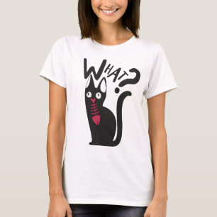 モダン かわいい 黒 白 赤 猫 ママ ジョーク カートゥーン Tシャツ
