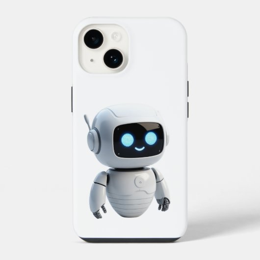 モダン かわいい AI ロボット ミニマリスト 白 iPhone カバー (裏面)