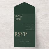モダン&すべてエレガントを1枚の緑の招待状カードに オールインワン招待状 (内側)