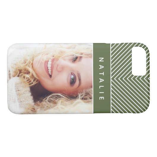 モダン、はっきりしたで、写実的で幾何学的なストライブ柄は個人化なります Case-Mate iPhoneケース (裏面(横))