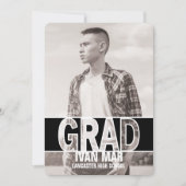 モダン、はっきりしたな卒業の発表 招待状 (正面)