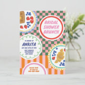 モダン&はっきりしたブライダルシャワーブカラフルランチ 招待状 (スタンド正面)