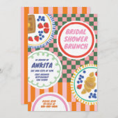 モダン&はっきりしたブライダルシャワーブカラフルランチ 招待状 (正面/裏面)