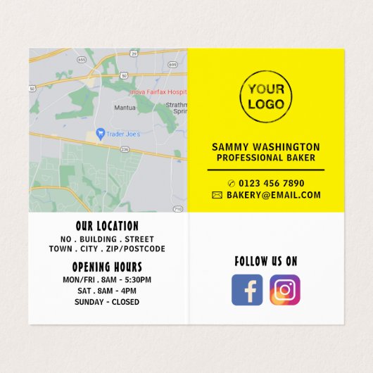 モダン、はっきりしたベーカリーストア詳細 名刺 (内部フラット)