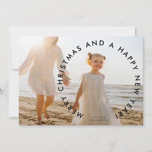 モダン&はっきりしたメリークリスマスの新年の写真 シーズンカード (正面)