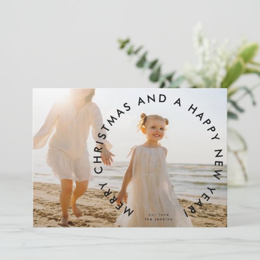 モダン&はっきりしたメリークリスマスの新年の写真 シーズンカード (スタンド正面)
