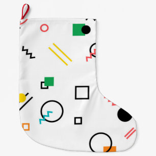 モダン,よくはしゃぐ,カッコいい,トレンディー,メンフィス幾何学的 ラージクリスマスストッキング