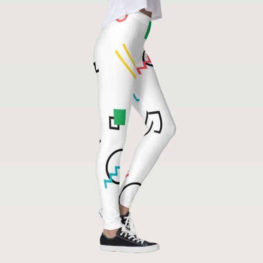 モダン,よくはしゃぐ,カッコいい,トレンディー，メンフィス幾何学的 レギンス (右)