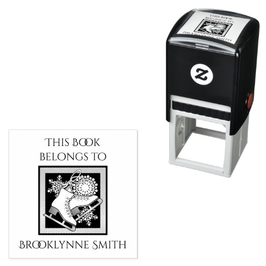 モダン アイススケート この本は〇〇のもの 本のしおり セルフインキングスタンプ (インサイチュ)