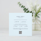 モダン アイスブルー スクエア 結婚式 QRコード RSVP (スタンド正面)