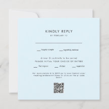 モダン アイスブルー スクエア 結婚式 QRコード RSVP