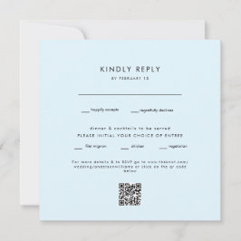 モダン アイスブルー スクエア 結婚式 QRコード RSVP