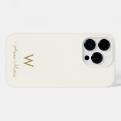 モダン アイボリー ゴールド スクリプト モノグラム Case-Mate iPhoneケース (裏面 (横))