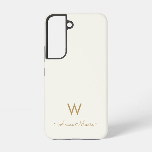モダン アイボリー ゴールド スクリプト モノグラム SAMSUNG GALAXYケース (裏面)