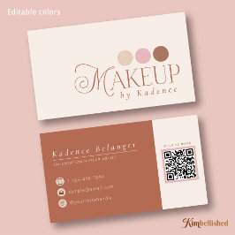 モダン アイボリー ピンク テラコッタ メイクアップ アーティスト 名刺
