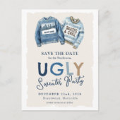 モダン・アガリセーター・パーティーのSave the Date シーズンポストカード (正面)