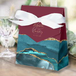 モダン アゲートジオード ティールゴールド バーガンディ フェイバーボックス