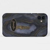 モダン アゲート グレー & ゴールド クリスタル 名入れ Case-Mate iPhoneケース (裏面(横))