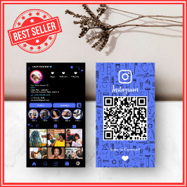 モダン アジュールブルー ヘアサロン Instagram QR 名刺